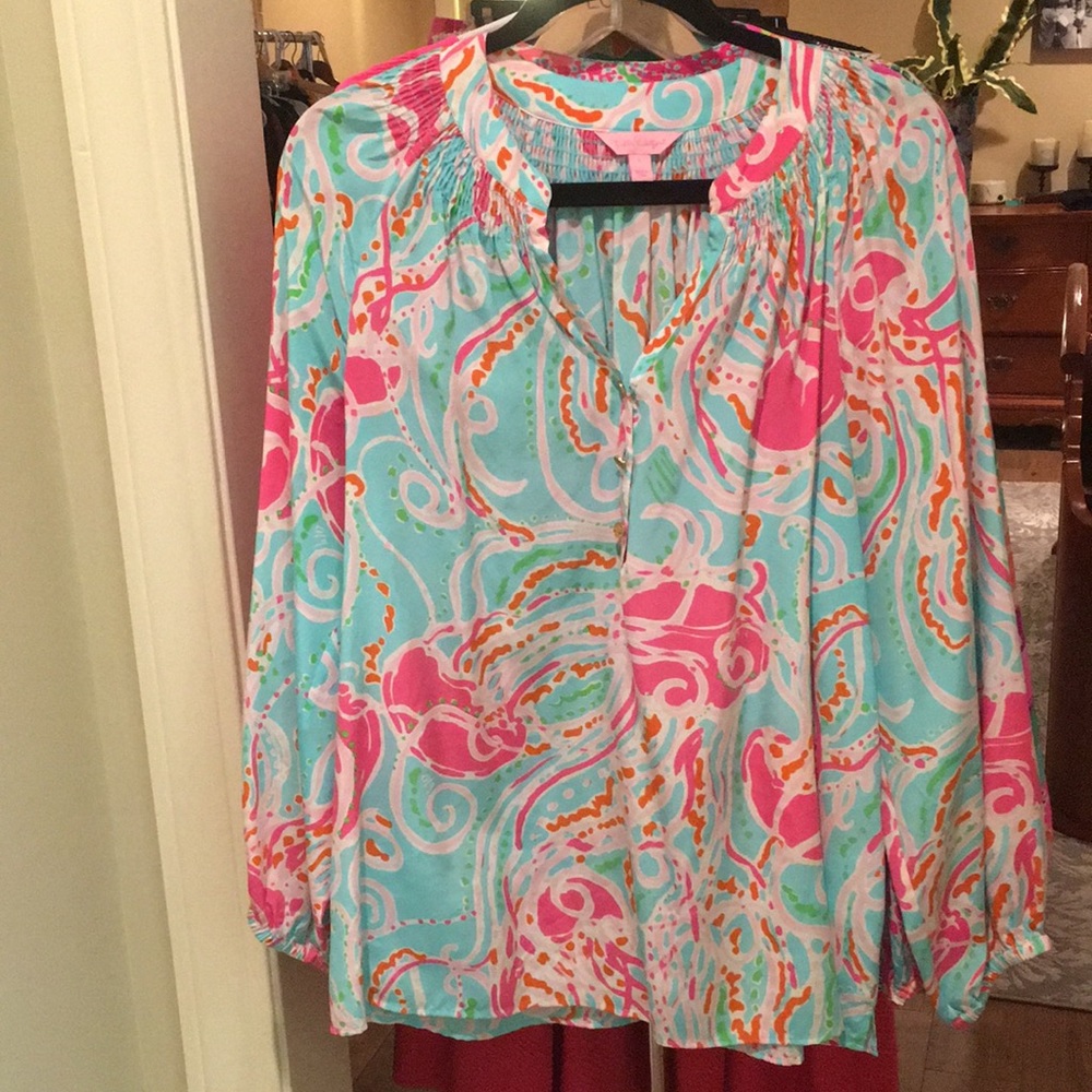 Lilly Pulitzer Jellies Be Jamming Elsa LARGE EUC